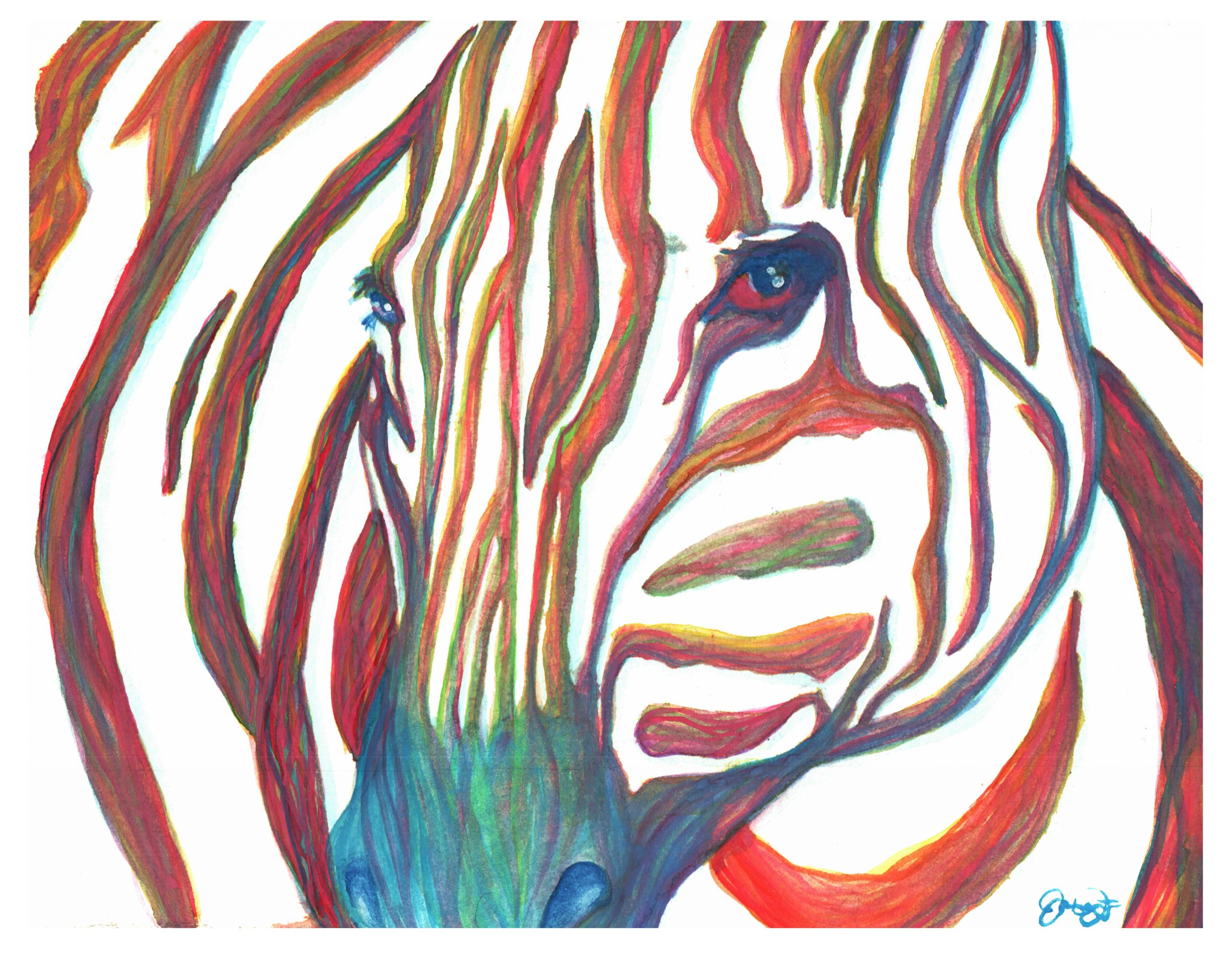 Jeannie Hart, Zebra, Watercolor